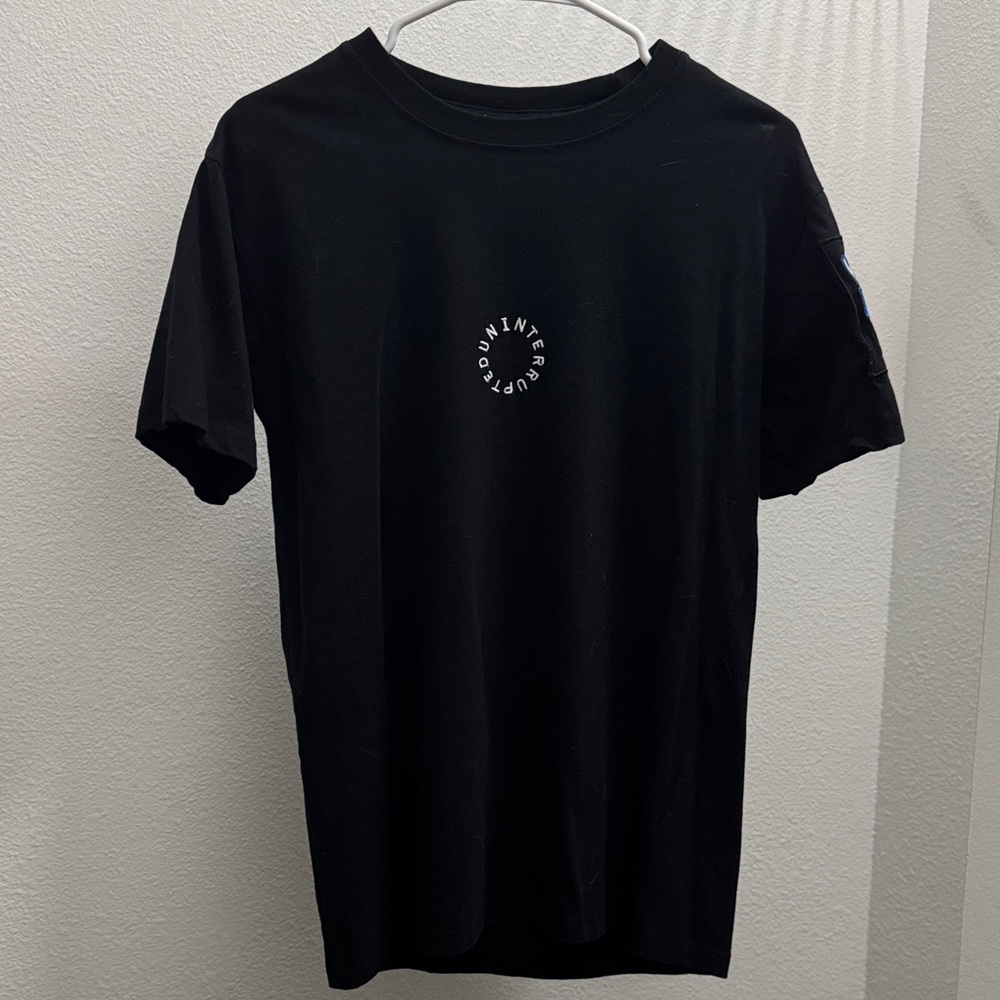 Black Graphic Tee with Circular Logo